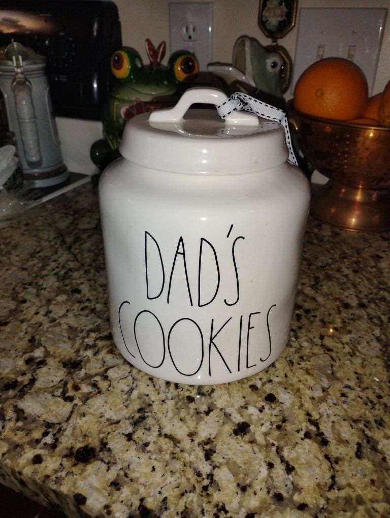 Rae Dunn "Dad's Cookies" Jar Magenta Farmhouse