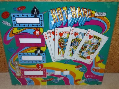 Stern HOT HAND Pinball Backglass