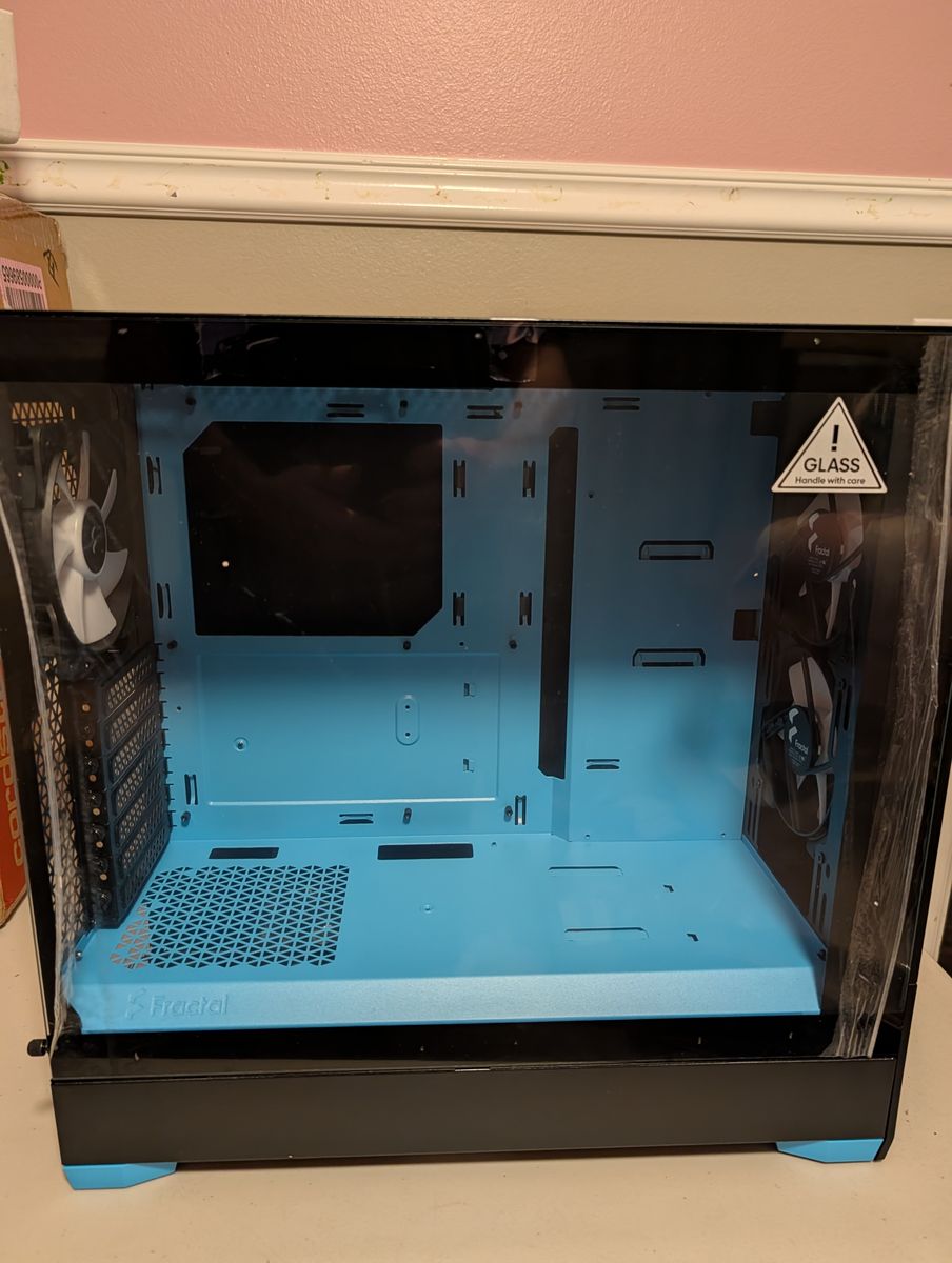 Fractal Design Pop Air RGB Mid Tower PC Case - Black Cyan Core Clear Tint Glass - 3 RGB Fans