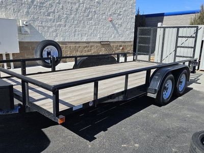 Top Hat Trailers 2019 ATV/Utility Trailer - Double Axle, 7x16ft, Heavy Duty gate, spare, tool box, light use, new tires.