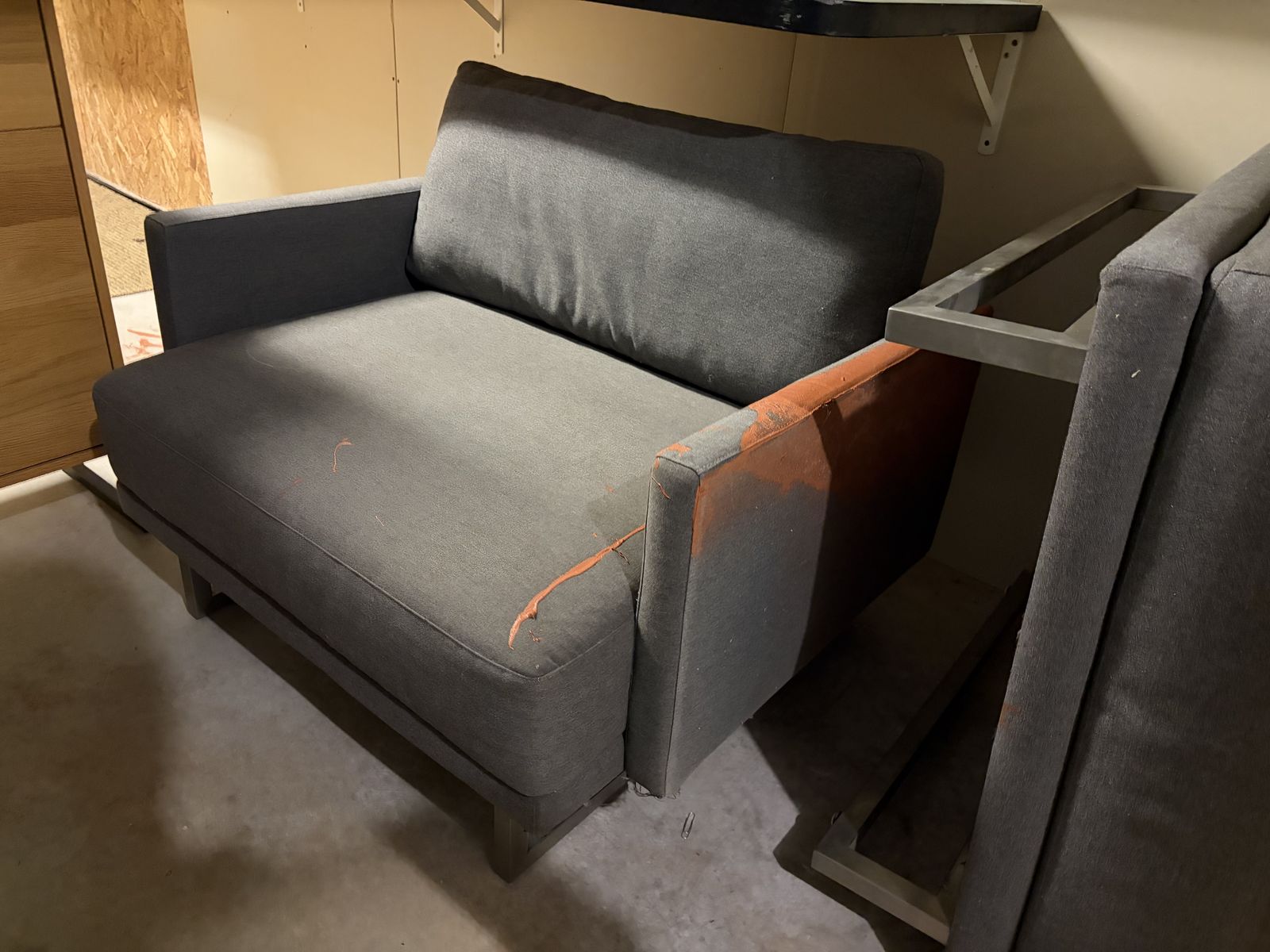 FREE Room & Board Odin Chair + Ottoman in Sunbrella Sims Granite - Need to be reupholstered