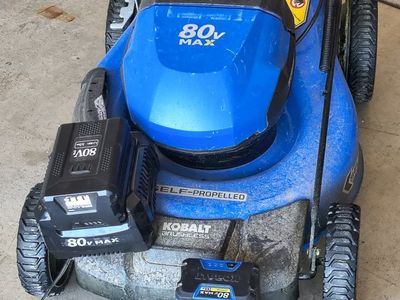 $200 OBO cordless kobalt 80V mower with 2 batteries and charger