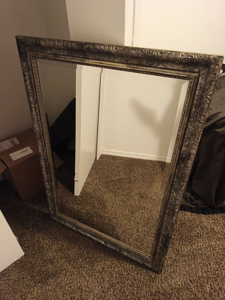 Ornate Decorative Wall Mirror - Vintage Style, Dark Bronze/Gold Finish