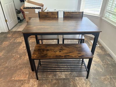 Compact Dining Table Set with Bench & 2 Chairs