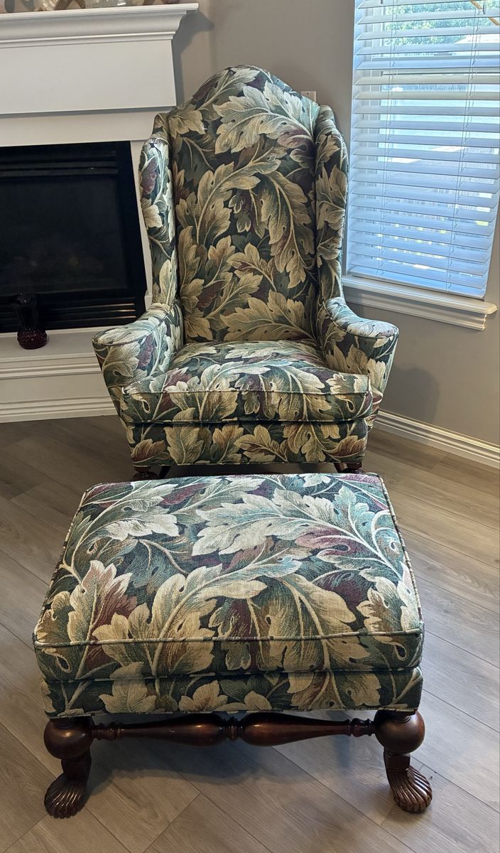 Large cosy chair with ottoman.