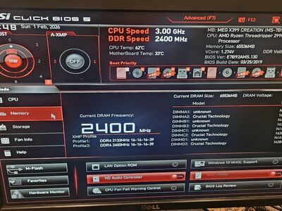 MSI MEG X399 motherboard &2990wx 32core cpu& 64Gb