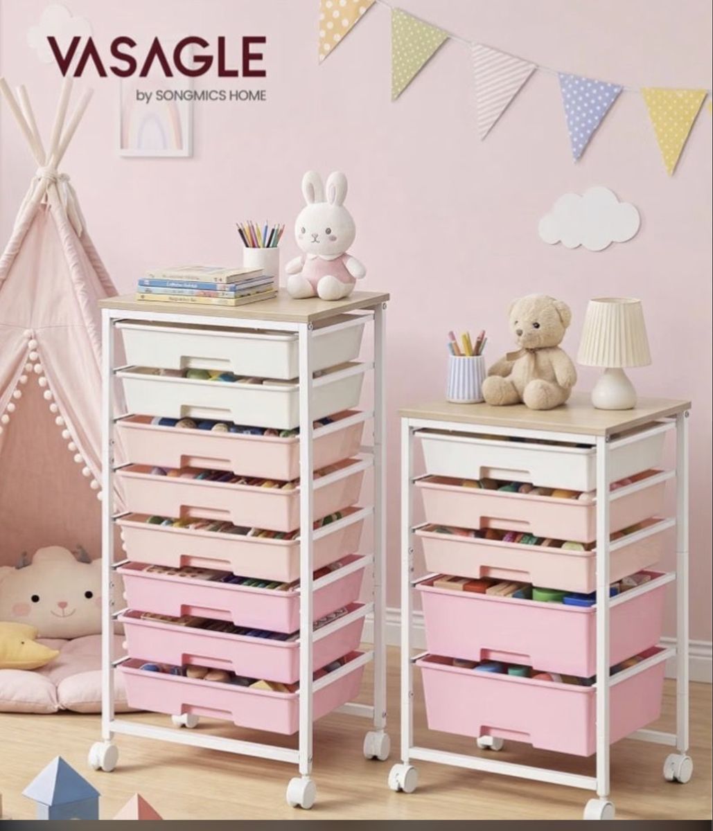 Set of 2: X5 tier and x9 tier rolling storage shelves!! New in box!