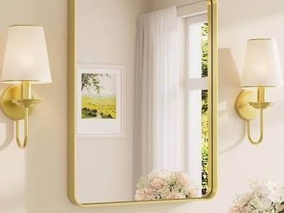 TETOTE 24x32 Brushed Gold Bathroom Mirror