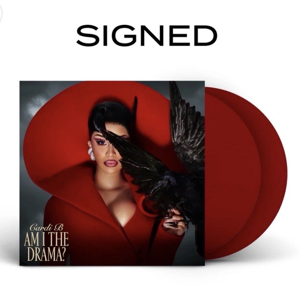 Cardi B-SIGNED-AM I THE DRAMA?-Alternate Cover-Apple Red Vinyl-Autographed-SOLD OUT-SEALED-Collections
