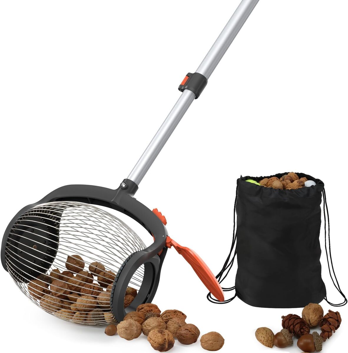 NEW Acorn Picker Upper Roller Directly Dump Outlet Nut Gatherer,Suitable 3/4" - 1.5" Walnuts,Hickory,Sweet Gum Balls, ETC