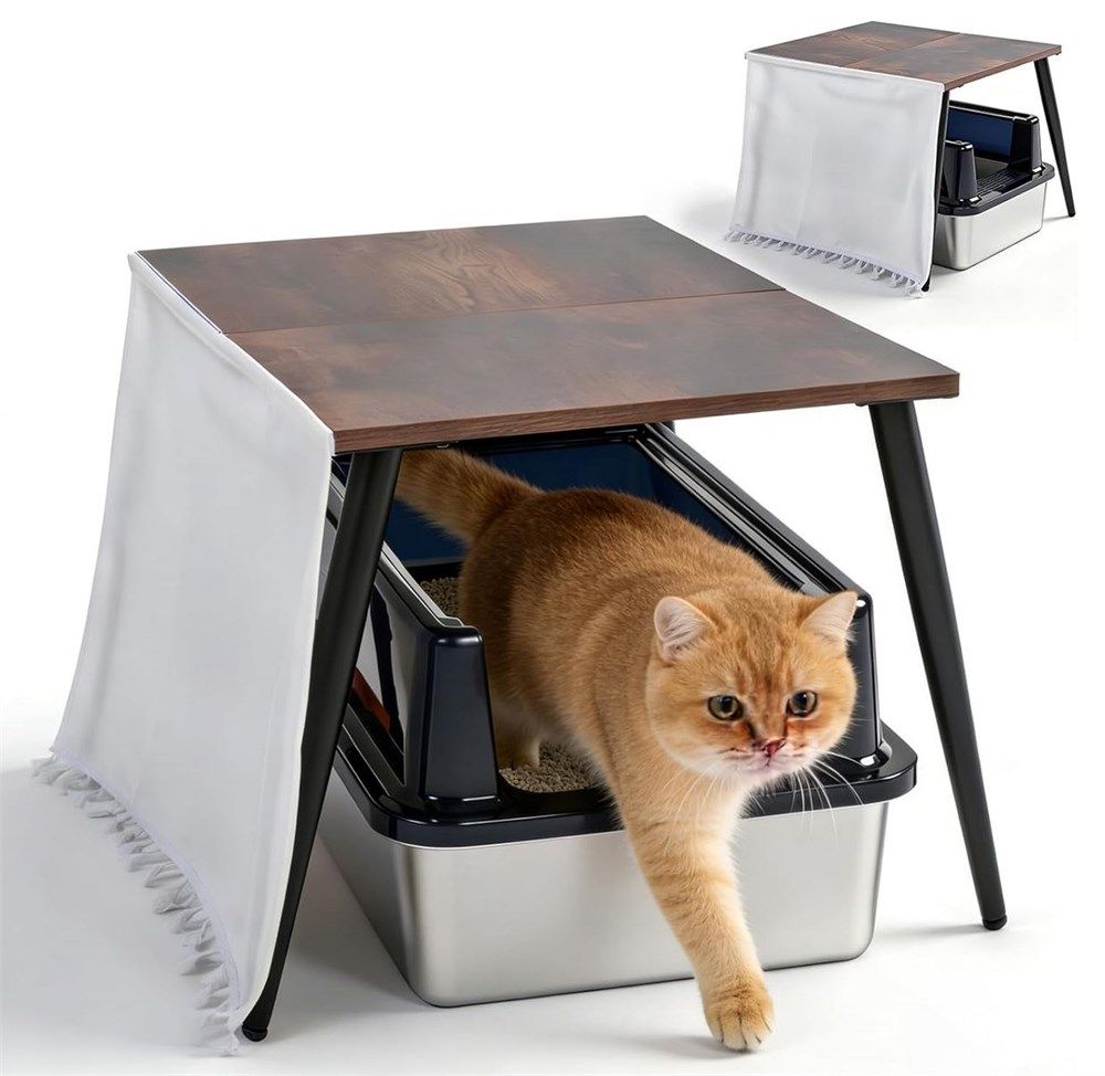 Stainless Steel Cat Litter Box, Enclosed under coffee table - new in box