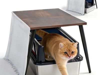 Stainless Steel Cat Litter Box, Enclosed under coffee table - new in box
