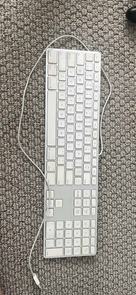 Apple A1243 Wired USB Keyboard - White Aluminum, Full Size with Numeric Keypad
