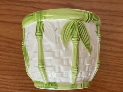 Ceramic White-green Bamboo Planter/Flower Pot