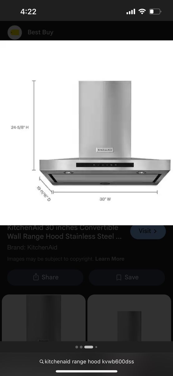 Kitchenaid 30" Wall Mount Canopy Hood