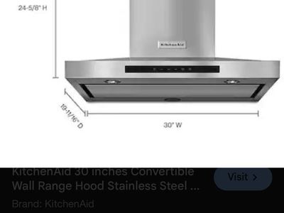 Kitchenaid 30" Wall Mount Canopy Hood
