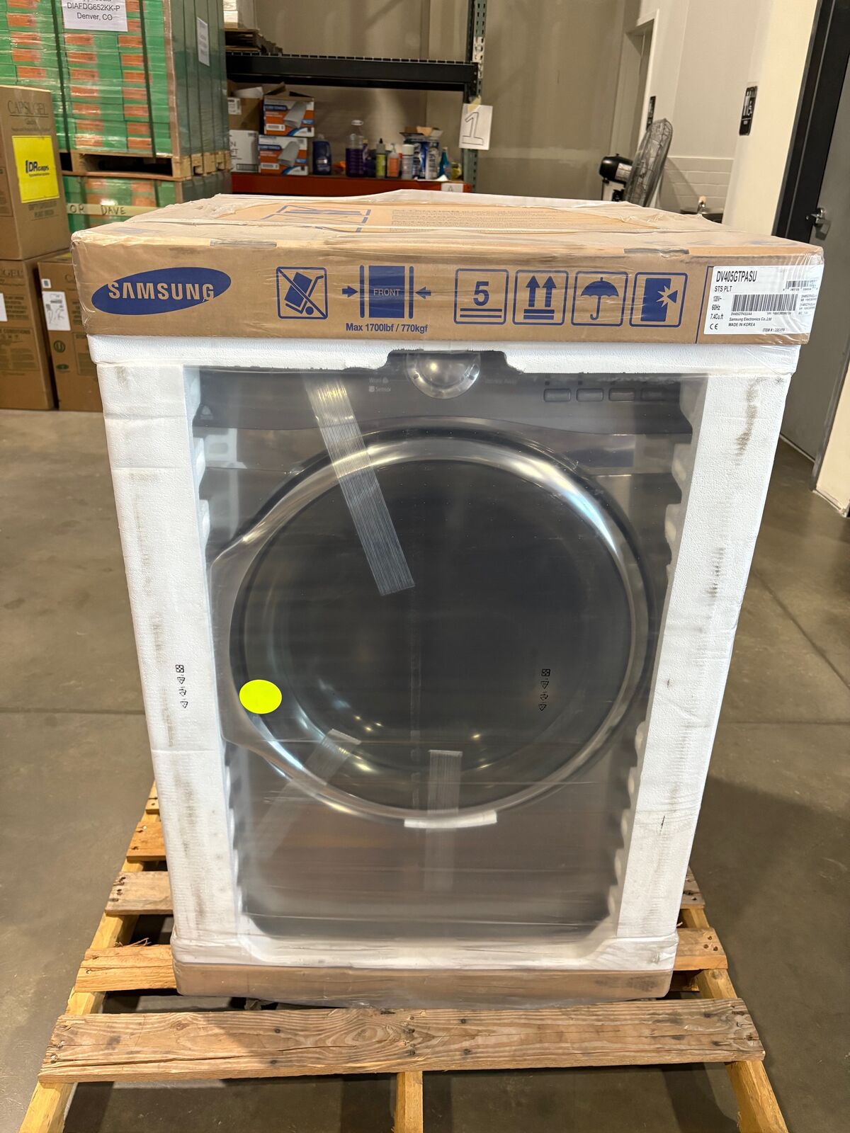 Samsung DV405GTPASU Natural Gas Dryer, Front-Load, Stackable, Steam Cycle, Platinum, Brand New!