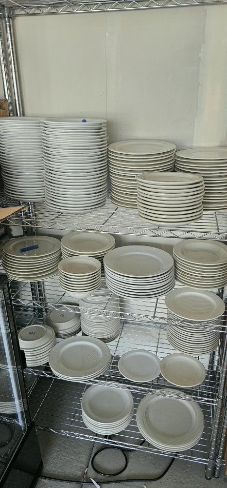 Lot of Mixed White Restaurant Dinner Plates, Salad Plates, and Bowls - Various Sizes