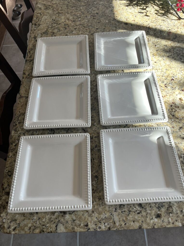 Set Of 6 White 8X8 Plates