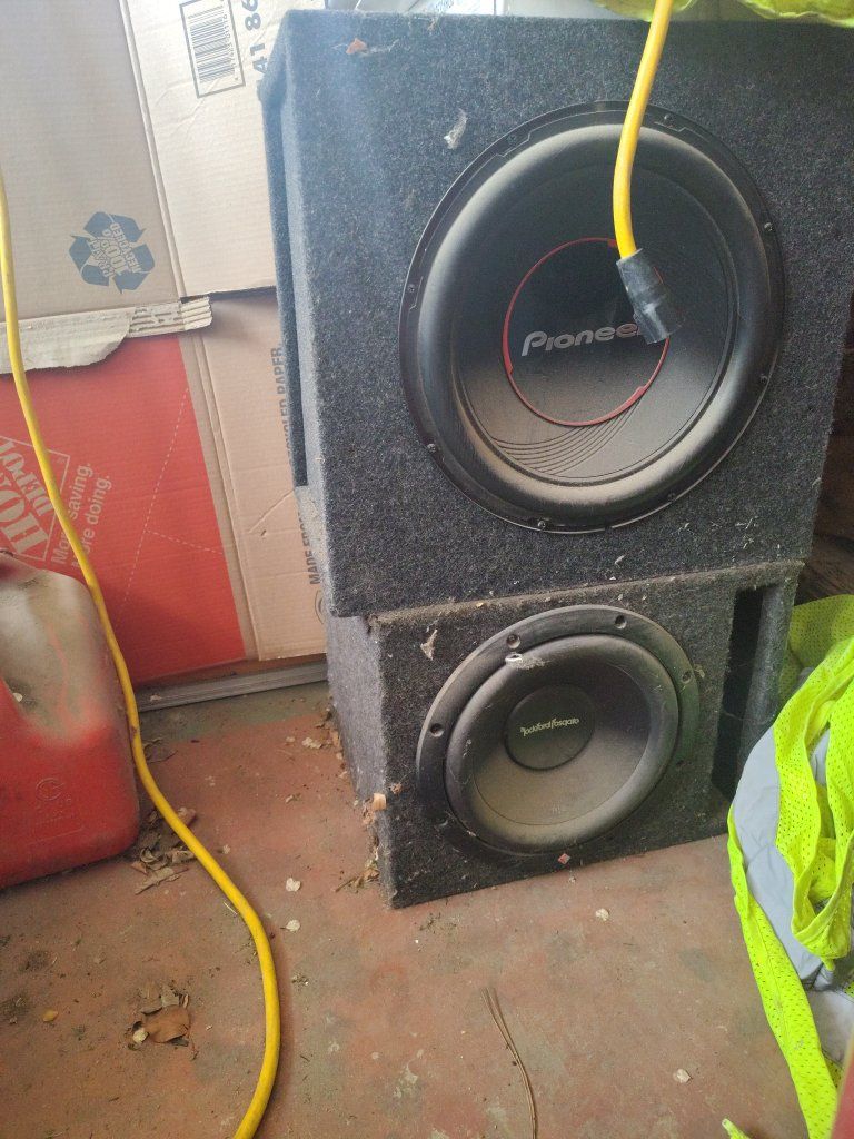 Pioneer and Rockford Fosgate Subwoofers in Enclosures