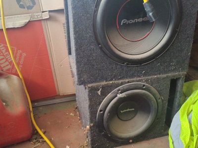 Pioneer and Rockford Fosgate Subwoofers in Enclosures
