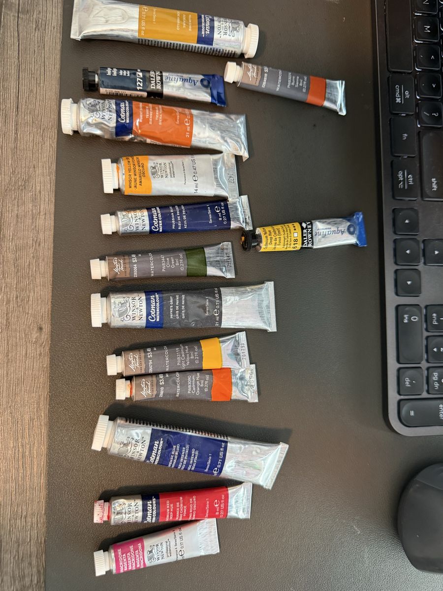 Mixed Artist Watercolor Paint Tubes Set - Winsor & Newton, Daler Rowney