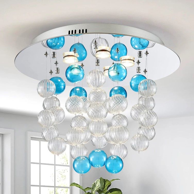 Modern Blue Bubble/Clear Chandelier Ceiling Light
