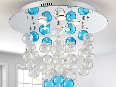 Modern Blue Bubble/Clear Chandelier Ceiling Light