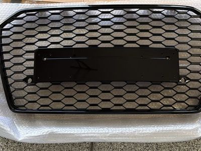 Audi RS3 Style Honeycomb Front Grille Gloss Black with License Plate Mount A6/S6 C7 2016-2018