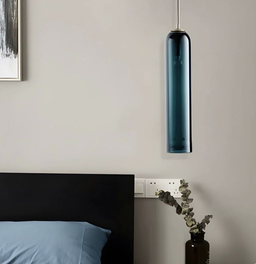 NEW Modern Dark Green Glass Pendant Light with Brushed Gold Hardware