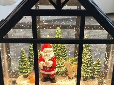 Raz Imports Christmas Santa Greenhouse Snow Globe