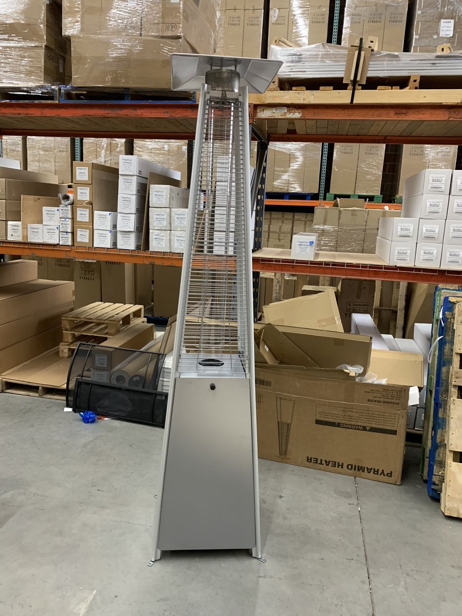 LAUSAINT HOME 48,000 BTU Steel Propane Pyramid Patio Heater with Cover and Wheels