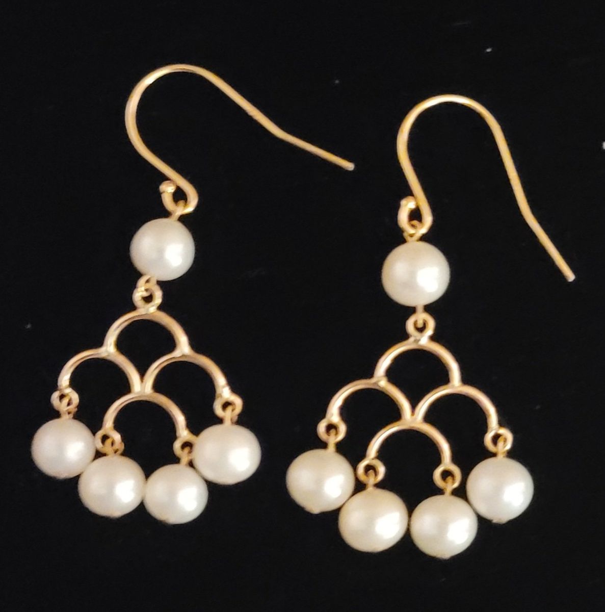 Vintage 14k gold freshwater pearl Chandelier earri