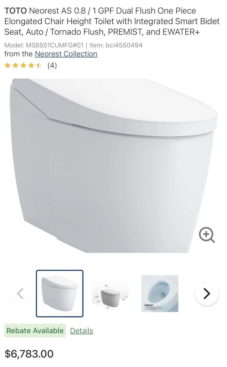 TOTO Toilet Neorest AS Smart Bidet Seat