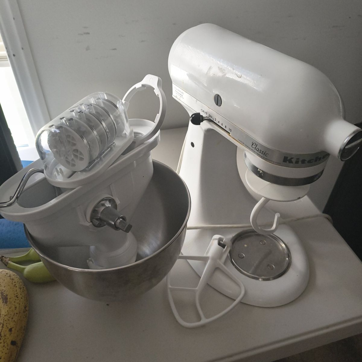 KitchenAid Stand Mixer - White, Includes Stainless Steel Bowl and Attachments