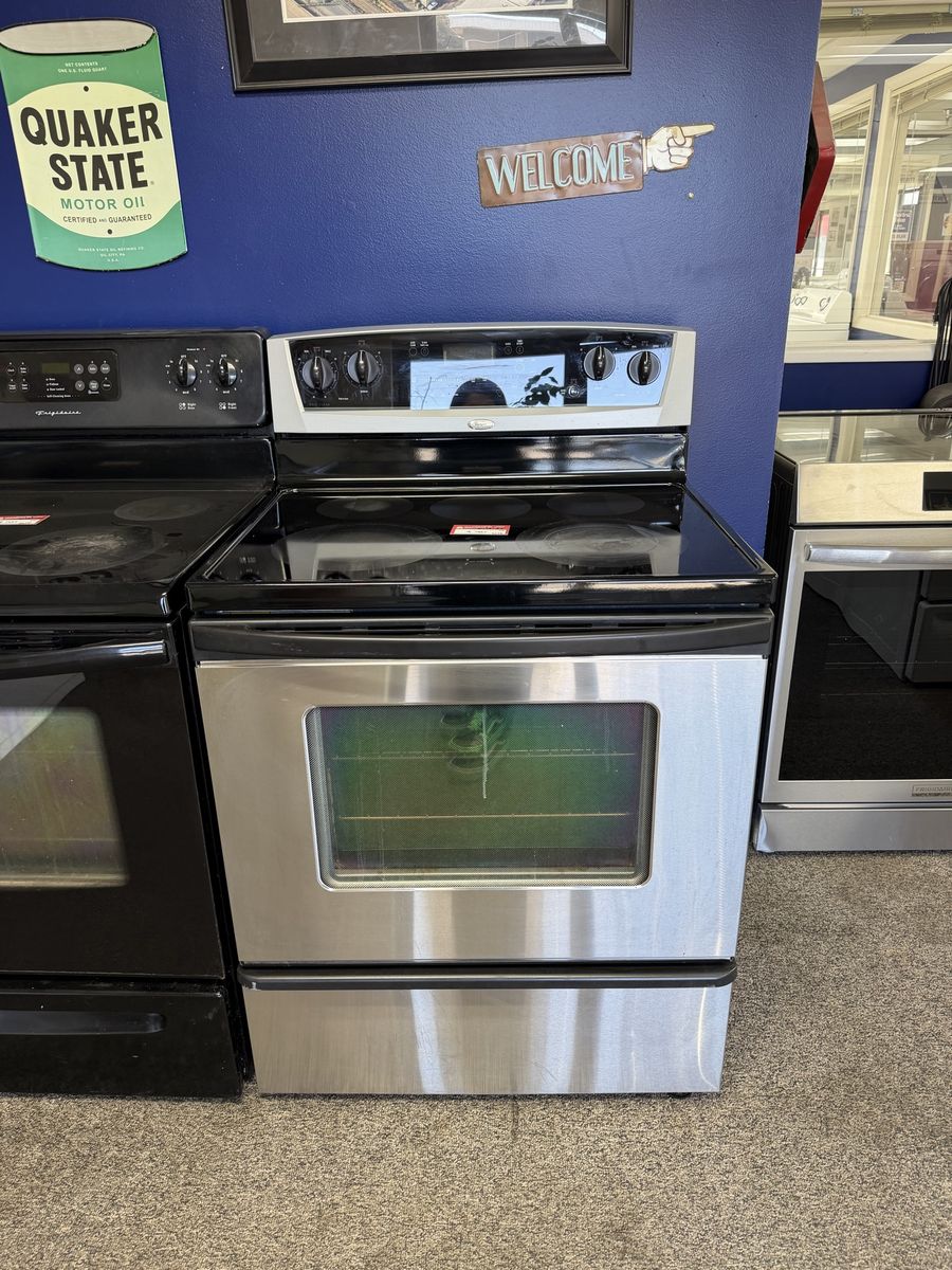 BEAUTIFUL WHIRLPOOL STAINLESS STEEL GLASS TOP RANGE