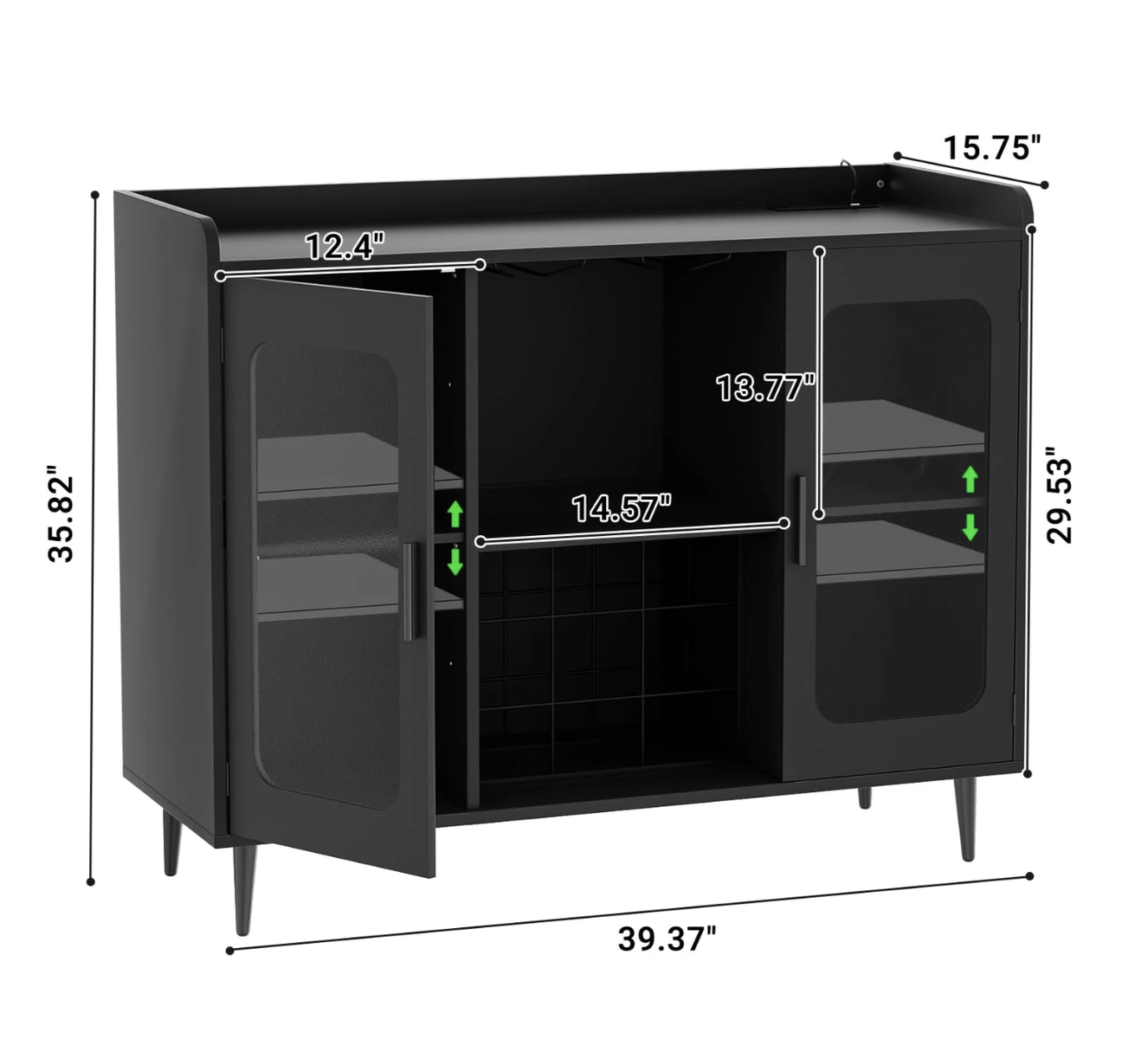 NEW Aheaplus Liquor Cabinet Bar with Power Outlet and LED Light, Wine Bar Cabinet with Glasses Rack, Home Coffee Bar Cabinet