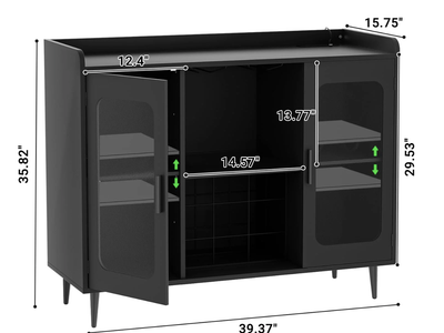 NEW Aheaplus Liquor Cabinet Bar with Power Outlet and LED Light, Wine Bar Cabinet with Glasses Rack, Home Coffee Bar Cabinet