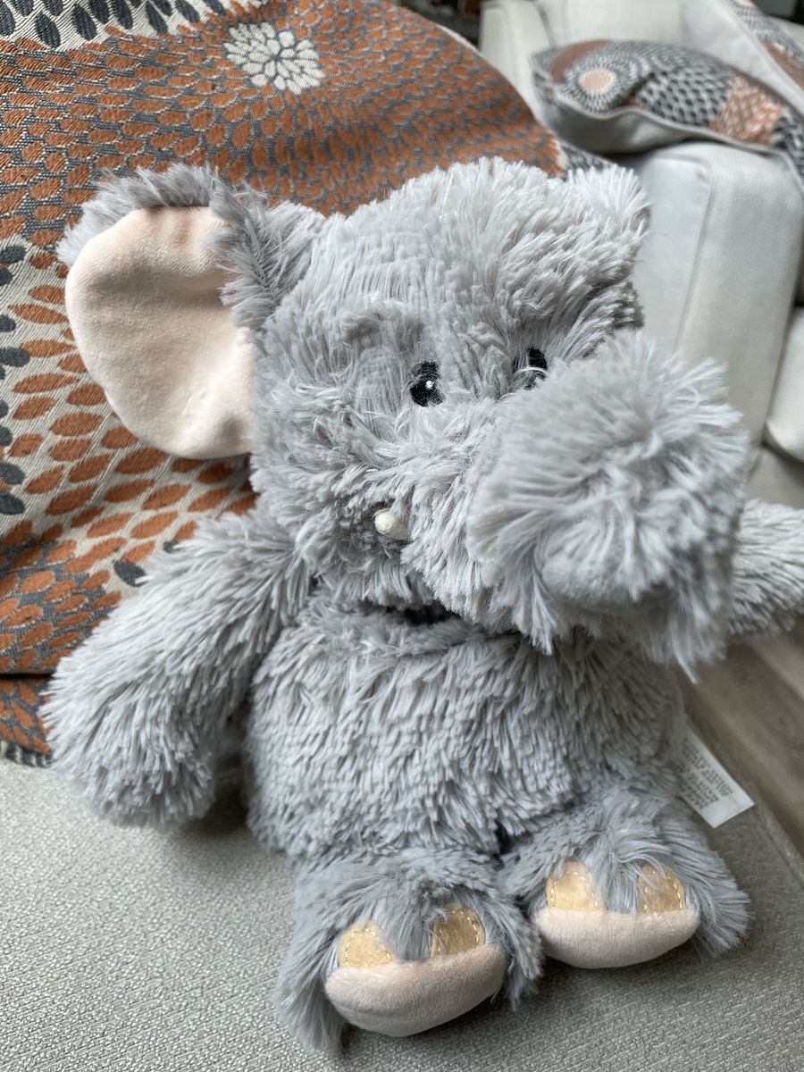 Warmies Gray Grey Elephant Plush Weighted  Microwavable