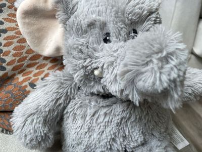 Warmies Gray Grey Elephant Plush Weighted Microwavable