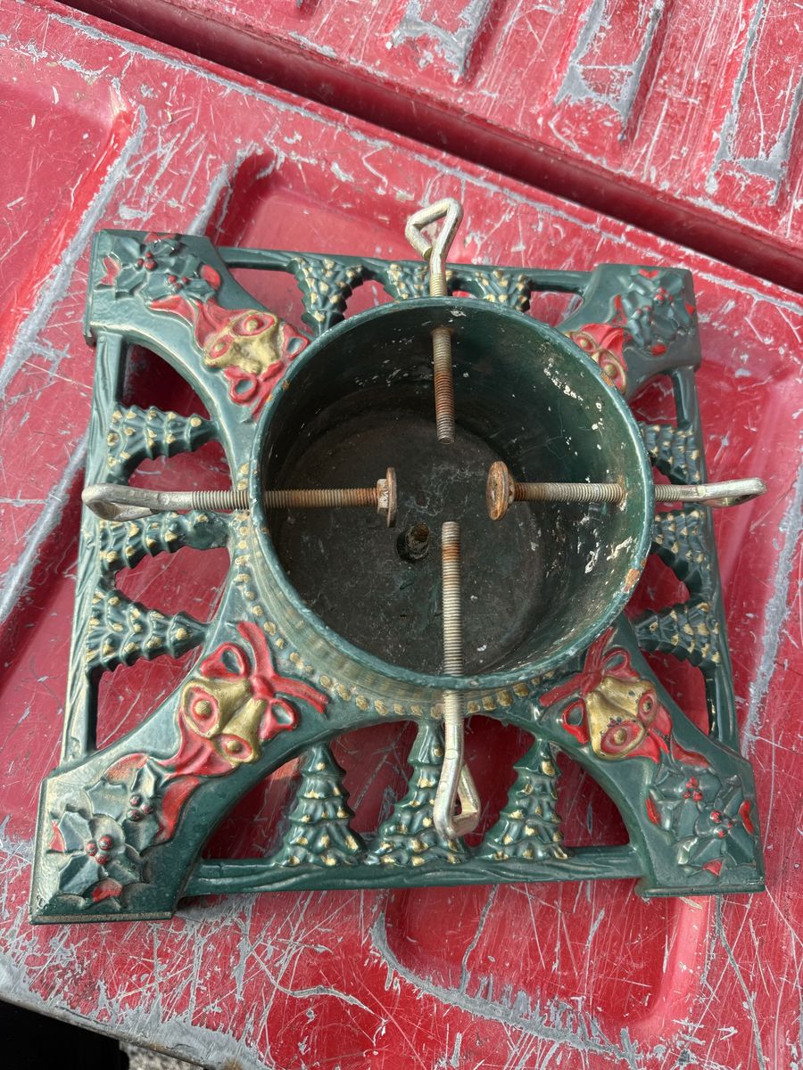 Vintage Cast Iron Christmas Tree Stand - Heavy Duty Holiday Decor Innova
