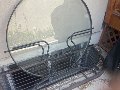 Outdoor Patio Table, Round Glass Top, Black Metal Base - Perfect for Deck or Garden 4’foot wide
