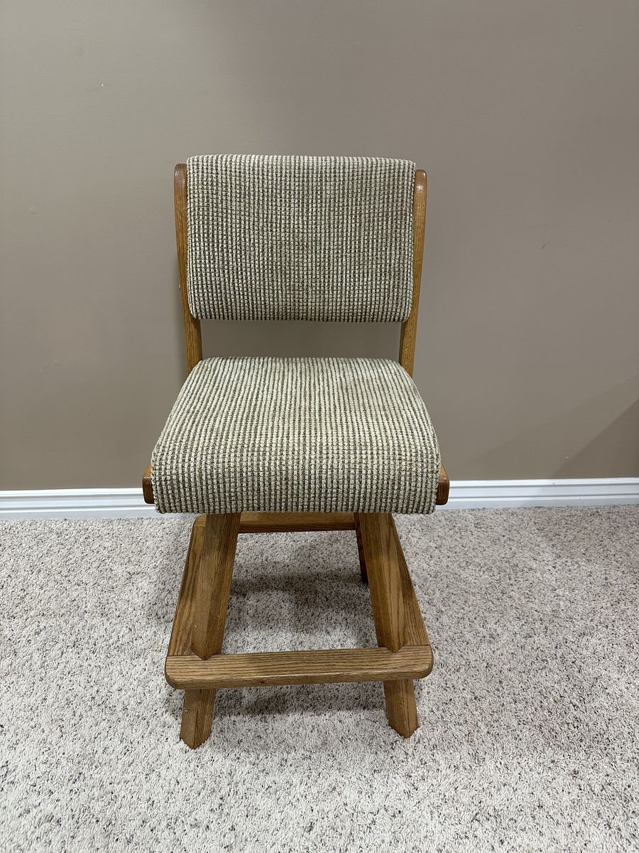 Fabric Swivel Oak Barstool - Chair