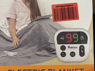 Mia&Coco Twin Size Electric Blanket - 62"x84" Grey, 10 Heat Settings, Overheat Protection