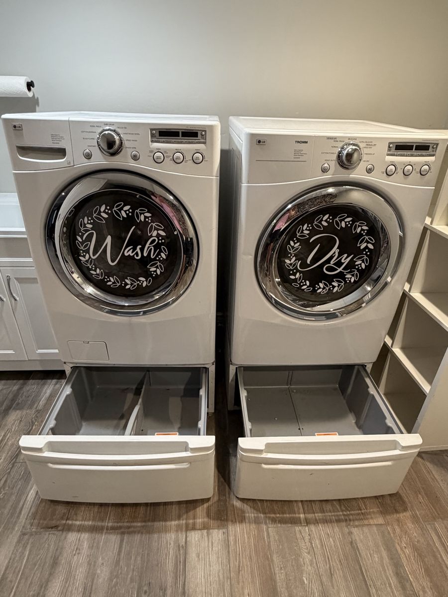 LG Front-Load Washer & Dryer Set with Pedestals