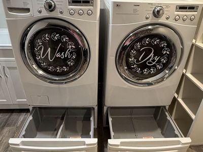 LG Front-Load Washer & Dryer Set with Pedestals