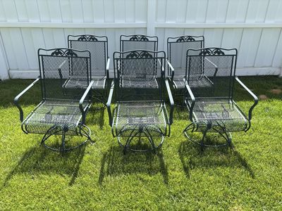 6 Woodard Vintage Patio Swivel Rocker Chairs