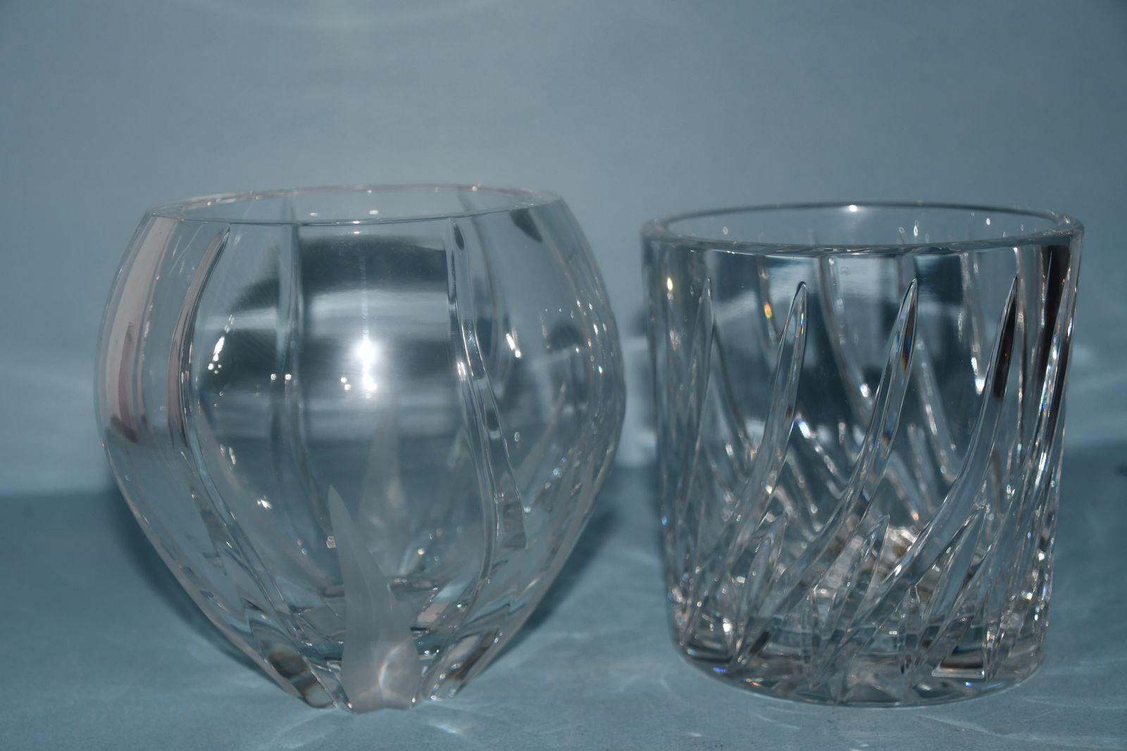 2 CRYSTAL VASES ~ HEIGHT 5" & 6" ~ DIAMETER 5" & 4.5" ~ CLEAN ~ NO CHIPS ~ BOTH FOR $5