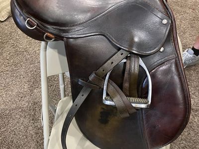 English all-purpose saddle, Bitless Headstall, Tooled Breastcollar