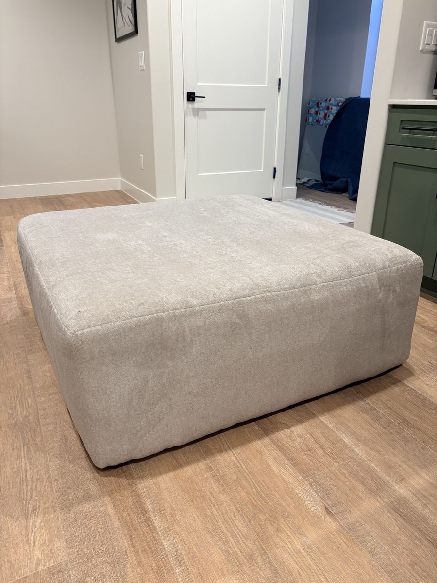 Titan Gray Fabric Ottoman